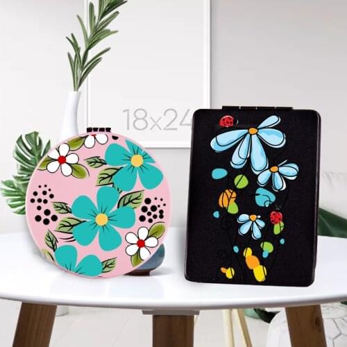 Portable travel Makeup Mirror with Double Side for Girl Flower Floral Folding Magnifying Compact Pocket Cosmetic Vanity Mirrors
