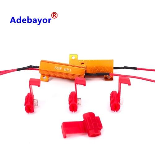 2pcs 50W Fuse 6ohm LED bulb Light Turn Signal Load Resistor resistance Fix Error Flash Blinker Warning Controller Capacitor