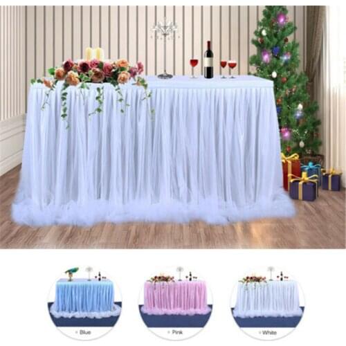 Rectangle Large Tulle Table Skirt Cover Birthday Wedding Festive Party Decor Table Cloth 182 x 73cm