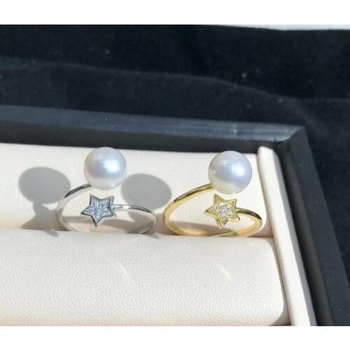 DIY Star Jewelry 925 Sterling Silver Adjustable Ring Settings Findings Mountings Parts for Pearl Corals Jade Crystal, 5pcs/lot