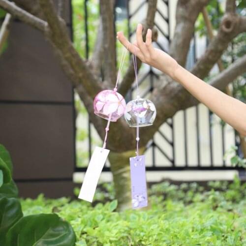 Handpaint Sakura Glass Wind Chimes Wind Japan Style Bells Hanging Decoration Home Garden Office Crafts Hanging Accessories
