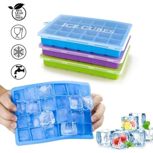 24 Grid Silicone Ice Cube Tray Ice Cube Maker with Lid Containers Cube Grid Mold Ice Tray Ice mold with Lid Silicone Mold