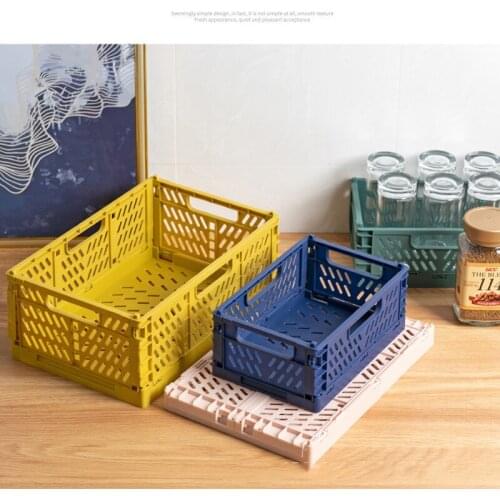 Folding Collapsible Plastic Storage Crate Box Stackable Home Kitchen Warehouse Storage Baskets Box Home Office Organizer Box