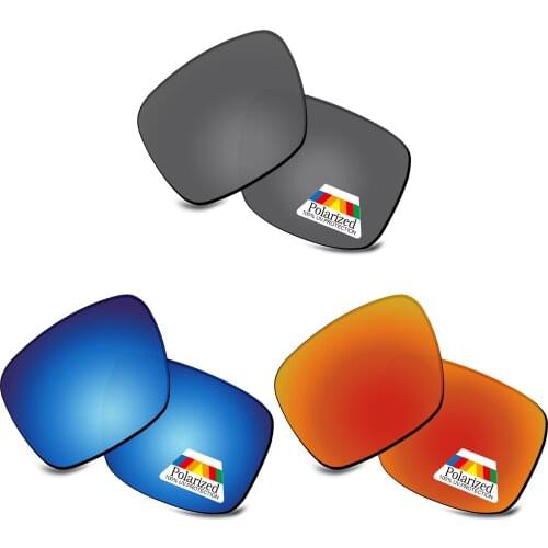 Bwake 3 Pairs Black & Blue & Fire Red Polarized Replacement Lenses for-Oakley Holbrook XL OO9417 Sunglasses Frame