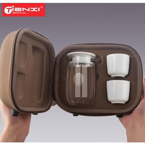 TIANXI Travel Tea Set, Ceramic and Glass Portable Teapot Infuser Set for Loose Tea