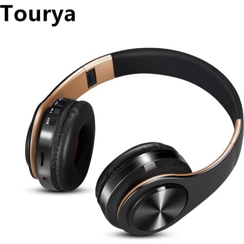 Tourya Wireless Headphones Bluetooth Headphone Foldable Headset Music Stereo Earphones With Microphone For PC mobile phone Mp3