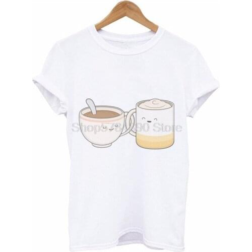 Ms. T-shirt casual short-sleeved bottoming shirt "Love pattern of cup"