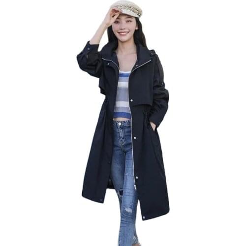 2021 New Autumn Women Jacket Casual Pocket Zipper Jackets Long Sleeve Student Female Windbreaker Hooded Slim Waist Outwear Tops