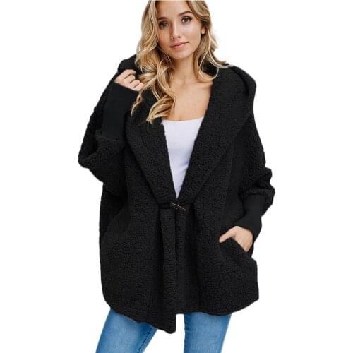 NORA TWIPS Warm Woolen Coat Women 2018 Winter Fashion Solid Single Button Fleece Jacket Streetwear Teddy Bear Coats Outwear