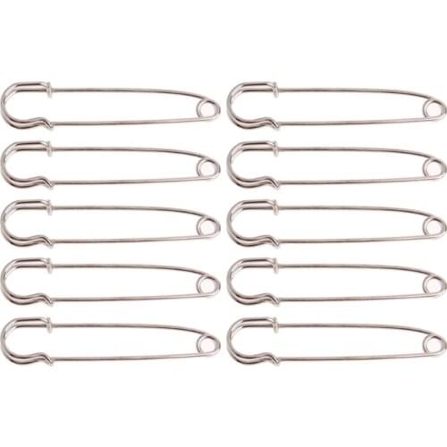 10PC Silver Tone Large Strong Duty Safety Pins DIY Sewing Tools Stainless Steel 13MD