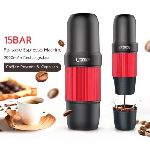 15bar Electric Portable Espresso Coffee Machine Travel Coffee Maker 2000mAh Chargeable Outdoor Capsule Espresso Coffee Maker