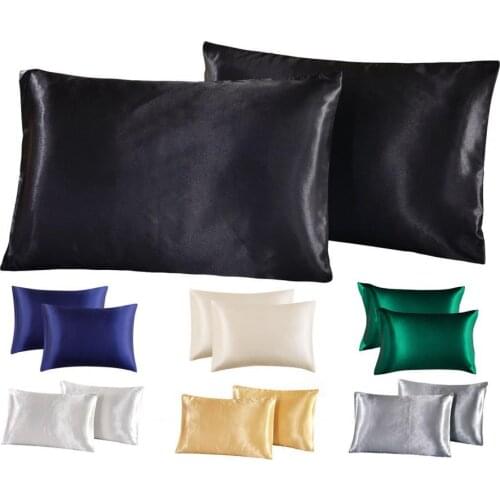 2Pcs Throw Pillow Case Solid Color Imitation Silk Pillowcases Decorative Pillows Throw Pillow Cushion Cover Throw Pillow Cases