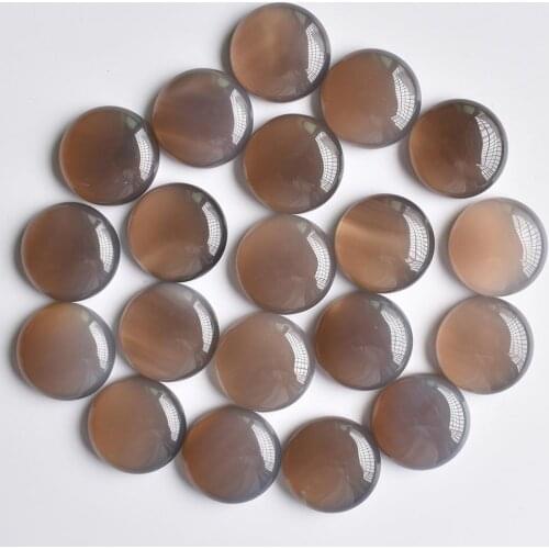 2020 fashion top quality Natural grey onyx round cabochon 20mm stone beads 20pcs/lot Wholesale free shipping
