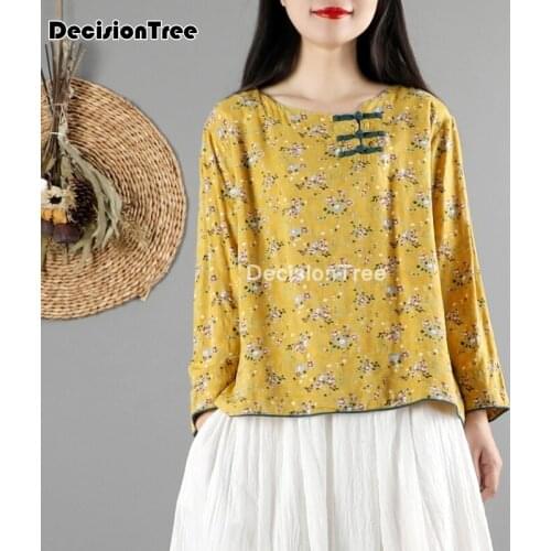 2021 vintage floral print traditional chinese clothing women chinese style hanfu top qipao cheongsam top ethnic tang top blouse