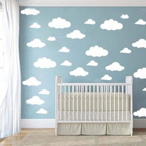 48PCS/set Cartoon Clouds Wall Stickers For Kids Room Baby Nursery Home Decor Bedroom Cute Clouds Wallpaper DIY Vinyl Art Mural