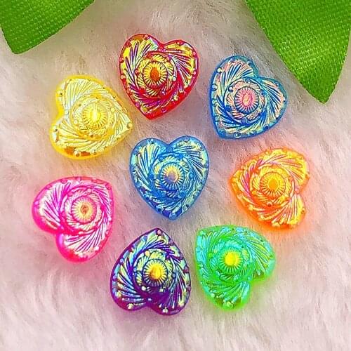 60pcs 12mm AB Heart Resin Rhinestone Scrapbook Wedding DIY Crafts