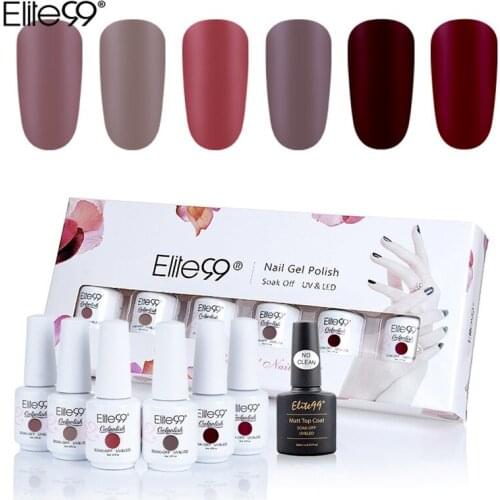 7PCS)Elite99 8ML Gel Nail Polish Gel Varnish Matte Top Coat Soak Off Gel polish Nail Art Design Manicure UV Gel Nails Polish