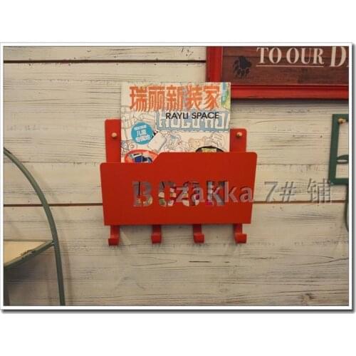 American country retro nostalgia wall-mounted bar-cafe shop Magazine / Newspaper rack rack wall hangings