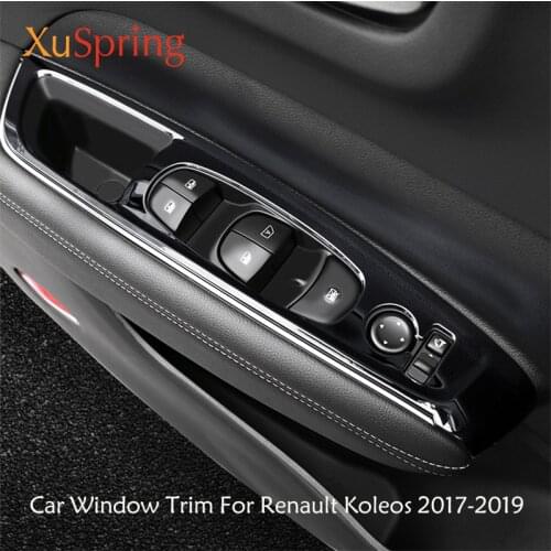Car Glass switch Sequins lifting panel decorative frame Glass lift switch Accessories 4Pcs/Set For Renault Koleos 2017-2019