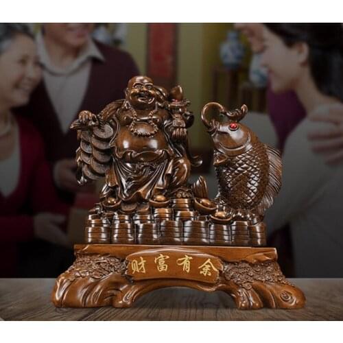 Open light riches maitreya Buddha furnishes a rosewood color wealth more than goldfish household porch cabinet decorations
