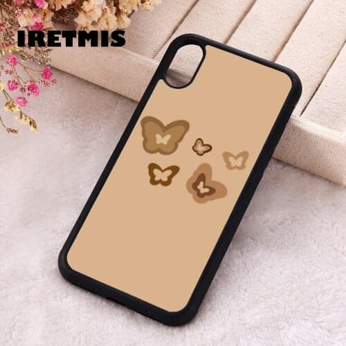 Iretmis 5 5S SE 2020 Phone Cover Case for iPhone 6 6S 7 8 Plus X Xs XR 11 12 Mini Pro Max Rubber Silicone Mini Brown Butterfly