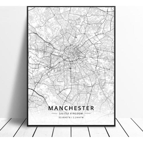 Derby Lancaster Manchester Neath Oxford Poole United Kingdom Map Canvas Art Poster