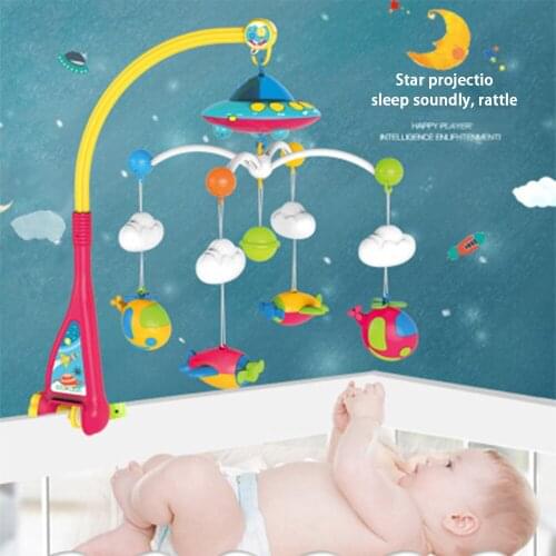 Cartoon Baby Crib Rattles Rotating Music Box Soothing Toys Starry Sky Projection Bed Bell Carousel Cots Infant Toys 0-1 Years
