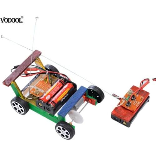 DIY Wooden RC Car Model Kit Wood Remote Control Toy Set Kids Physics Science Experiment Assembled Car Educational Toys For kids