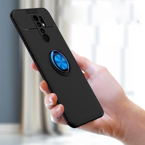 For Xiaomi Reami 9 Case Metal Magnetic Ring Stand Silicone Soft Tpu Back Cover Case For Redmi9 Redmi 9 Shockproof Funda Coques