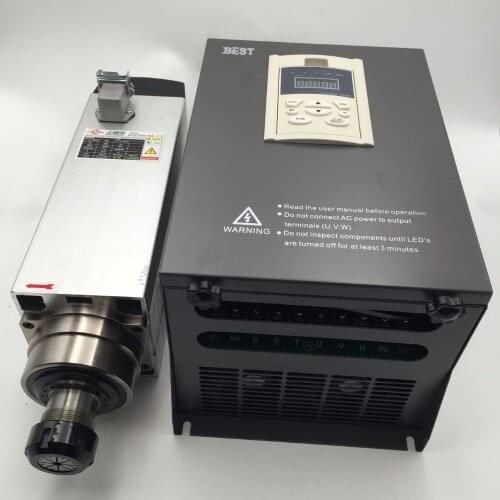 7.5KW CNC Square 220V Spindle Motor ER32 Air-cooled 18000rpm + 11KW 1phase 220V VFD Driver Inverter Woodworking Kit