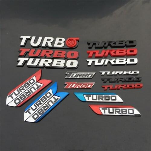 TURBO Emblem Logo Letters Bar Chrome Metal Zinc Car Styling Refitting Fender Trunk 3D Sticker for Cruze Geely BMW Benz Audi VW