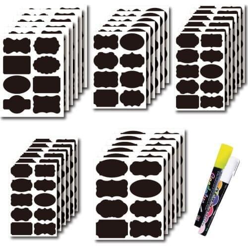 Spice Labels Stickers Kitchen Waterproof Bottles Jam Jar Label Stickers Organizer Chalkboard Wall Sticker Black Tags