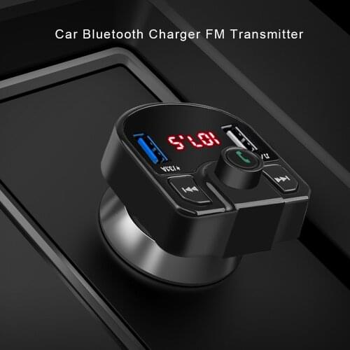 Kebidu Dual Usb Bluetooth 4.2 Fm Transmitter Car Charger for Phone Charger Mp3 Radio Player Voltage Led Display Support Tf Card