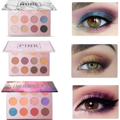 FOCALLURE 12 Colors Pigment Eye Shadow Palette Easy To Wear Matte Make Up Eyeshadow Fashion Pearlescent Glitter Eye Shadow set