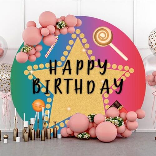 Laeacco Gradient Color Happy Birthday Party Decor Photography Backdrops Gold Dots Candy Customized Photo Backgrounds Photostudio