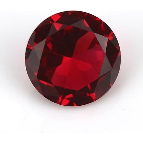 1.0mm~15mm Round Shape Loose Stone Garnet Red Color AAAAA Glass Synthetic Gems For Jewelry DIY Stone