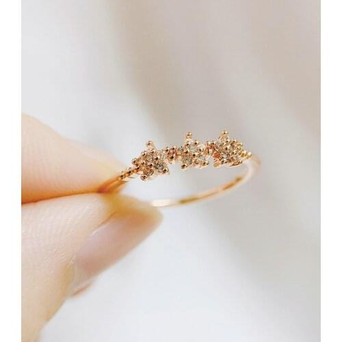 ZHOUYANG Finger Rings For Women Special 3 Stars Cubic Zircon Rose Gold Silver Color Wedding Engagement Gift Fashion Jewelry R040