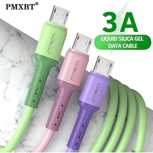 2M Micro USB Cable Liquid Silicone Microusb Cable For Samsung S6 Xiaomi 5 Android Mobile Phone Data Cord 3A Fast Charge USB Wire