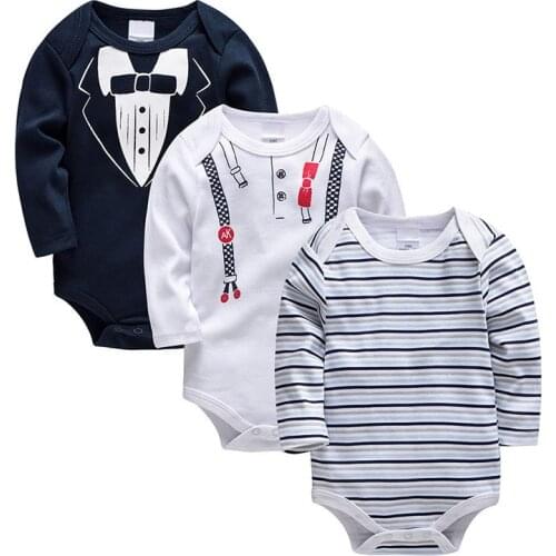 3pcs/set 100% Cotton Body Long Sleeve Newborn Baby Boy Jumpsuits Baby Boys Clothes Winter Baby Christmas Wear Clothes