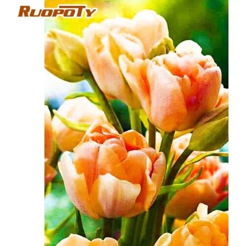 RUOPOTY Paints By Numbers For Adults Unique Gifts Lily Flower Painting Kits Diy Drawing Wall Art Pictures For Modern Home Decors