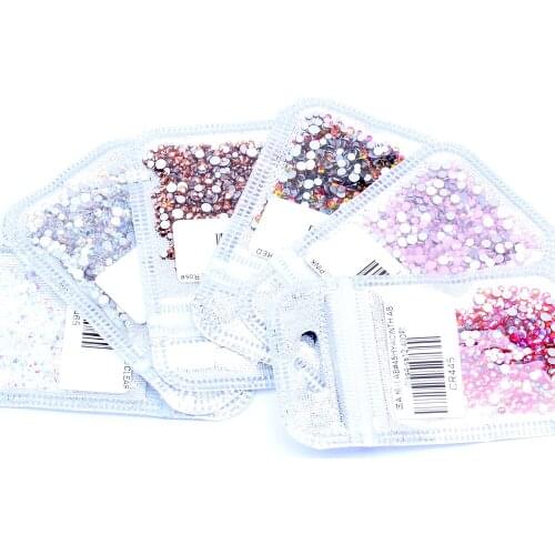 Crystal AB Colors 400pcs/lot Mix Sizes ss4-ss12 Non HotFix Flatback Rhinestones Glitter Glass Beads 3D Nail Art Decorations