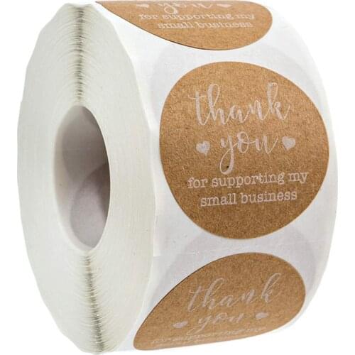 Round Kraft Paper Thank You for Supporting My Small Business Stickers 50labels/wad Sticker Cute handmade Stationery Sticker