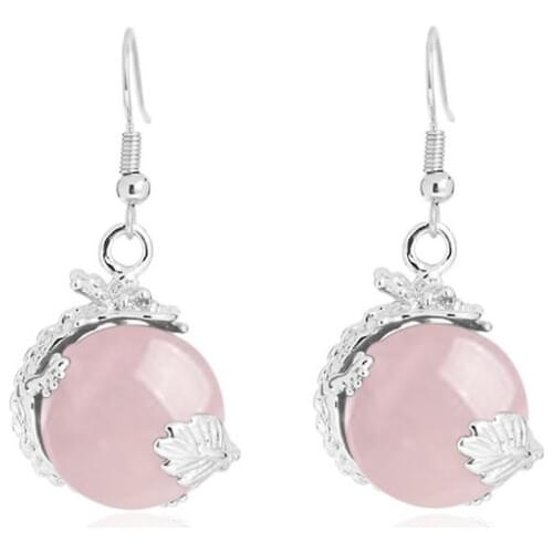 Round Beads Stone Earring Studs Color Elegant Fashion Women Jewelry Girl Gifts FDLNO2