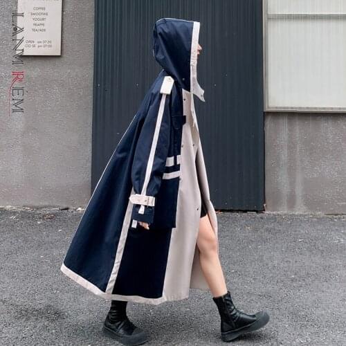 LANMREM Women's Hooded Trench Coats