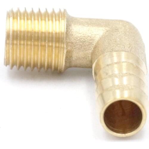 1/4" NPT Male x 3/8" Hose Barb Tail Elbow Brass Fuel Fitting Connector Adapter