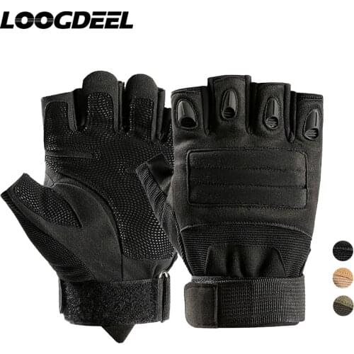 LOOGDEEL Half Finger Tactical Gloves Non-slip Wear-resistant Outdoor Mountaineering Cycling Training Protective Sports Gloves