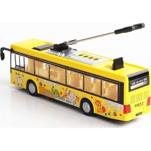 Bus Car Model Alloy Car Voice Station Opening With Sound And Light Boys Birthday New Year Christmas Gift Yellow