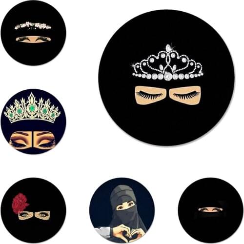 Muslim Islamic Gril Eyes DIY Painted Beautiful Badge Brooch Pin Accessories For Clothes Backpack Decoration gift 58mm