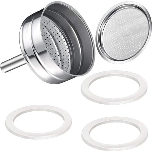 6-Cup Moka Coffee Machine Replacement Funnel Kits Compatible for Moka Express, 3 Packs Replacement Gasket Seals