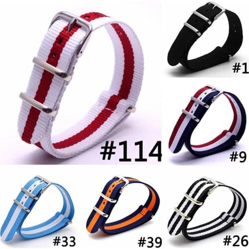 BUMVOR 100Pcs/Set Nylon Strap 16/18/20/22/24mm NATO Army Sports Nylon Fabric Belt Substitute DW Woven Canvas Watchband